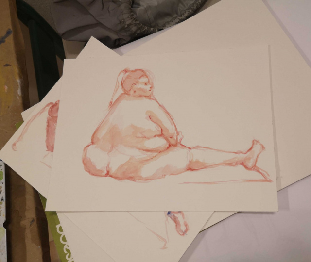 Drawing class, Zeichenklasse, nude posing, Nacktmodell, Pictures,